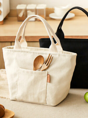 Portable Insulated Bento Bag | Thick Canvas Lunch Tote | Office & School Lunch Box Bag