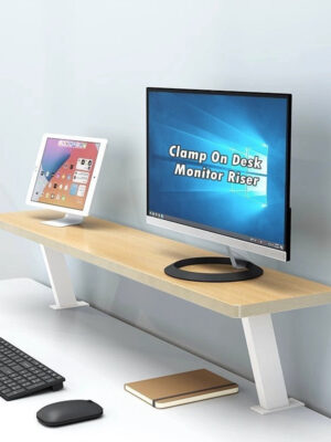 Clamp-On Monitor Riser & Elevated Desk Storage Rack, Floating Desktop Bookshelf Available in 40/60/80/100/120cm